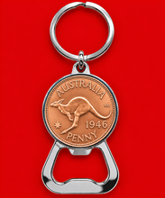 Blue Cattle Dog Penny Bottle Opener Keyring - Personalised Birth Year Present - Gift Boxed