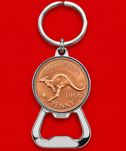 Blue Cattle Dog Penny Bottle Opener Keyring - Personalised Birth Year Present - Gift Boxed