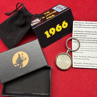 59th Birthday or Anniversary Gift - 1966 Australian Round Fifty Cent Coin Keyring