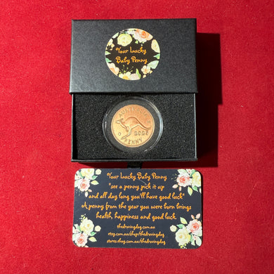 2025 Personalised Newborn Baby Keepsake Lucky Penny Coin. Presented in a stylish Gift Box.