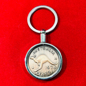 1945 - Australian Penny Keyring. 80th Birthday, Anniversary, Gift. Presented in Gift Box.