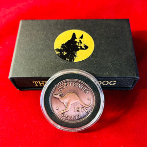 1935 Australian Penny in a Capsule. 90th Birthday Gift Present. Presented in a stylish gift box.