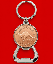 Blue Cattle Dog Penny Bottle Opener Keyring - Personalised Birth Year Present - Gift Boxed
