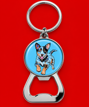 Blue Cattle Dog Penny Bottle Opener Keyring - Personalised Birth Year Present - Gift Boxed
